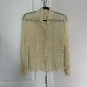 Johnny Was Sheer Falling Angel Yellow Blouse